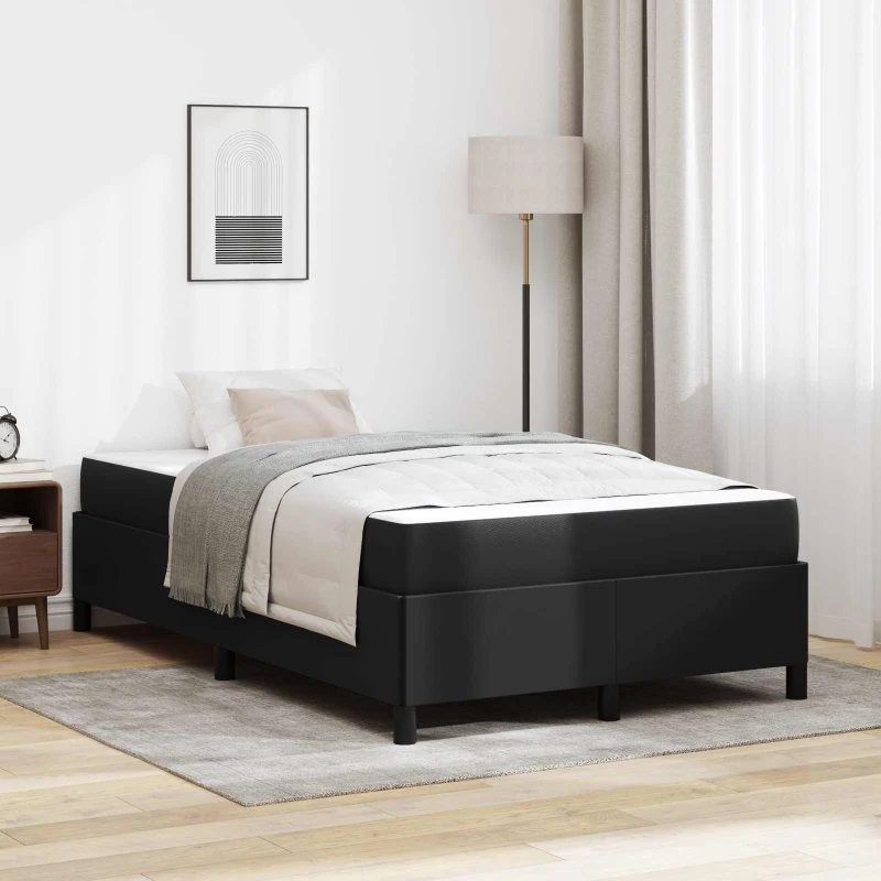 vidaXL Sengestel med Madras Sort 120 x 190 cm Stof