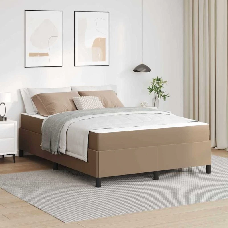 vidaXL Sengestel med Madras Cappuccino 140x190 cm Stof