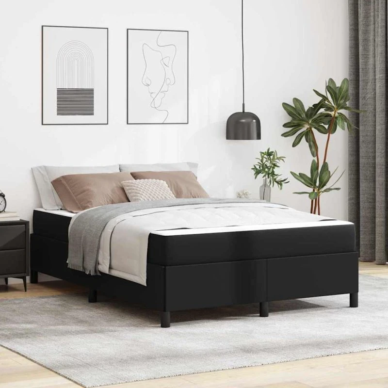 vidaXL Sengestel med madras, Sort 140 x 200 cm, Stof