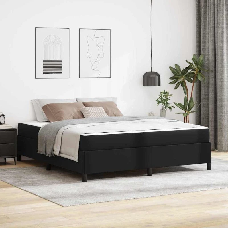 vidaXL Sengestel med Madras, Sort, 180 x 200 cm