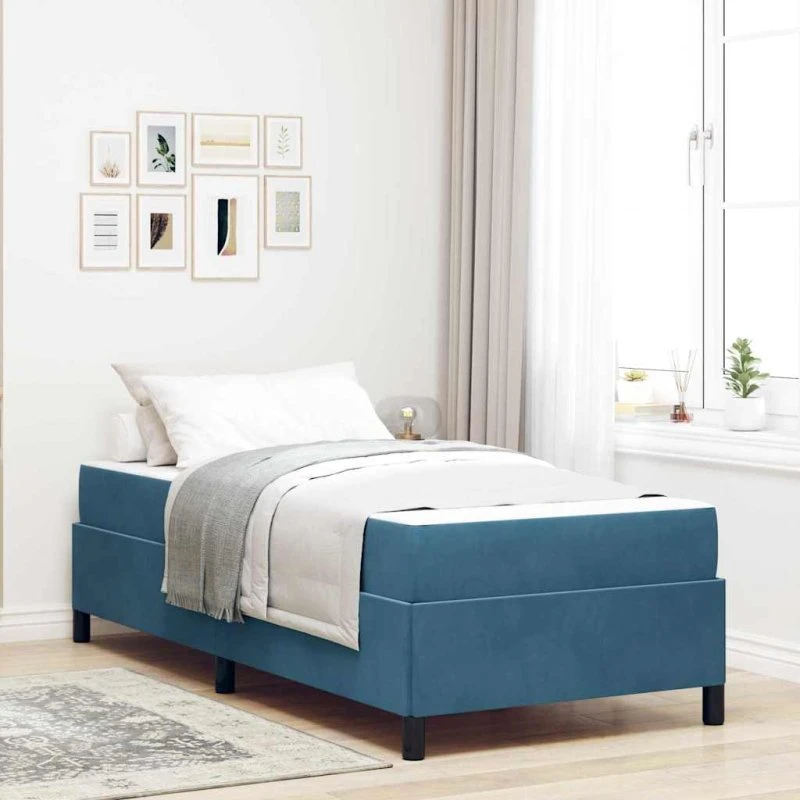 vidaXL Sengestel med Madras Mørk Blå 90x200 cm