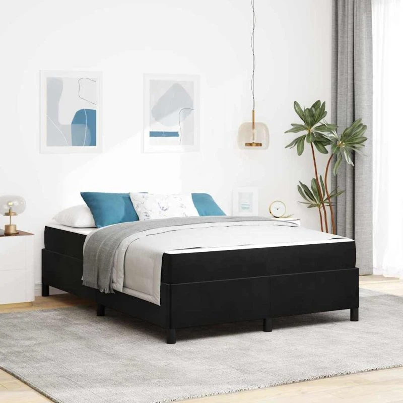 vidaXL Sengestel med Madras Sort 140x200 cm Stof