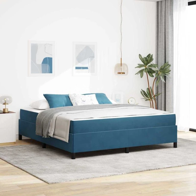 vidaXL Sengestel med Madras Mørk Blå 180x200 cm