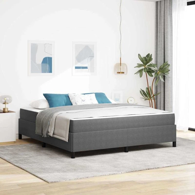 vidaXL Sengestel med madras Lysegrå 180x200 cm Stof