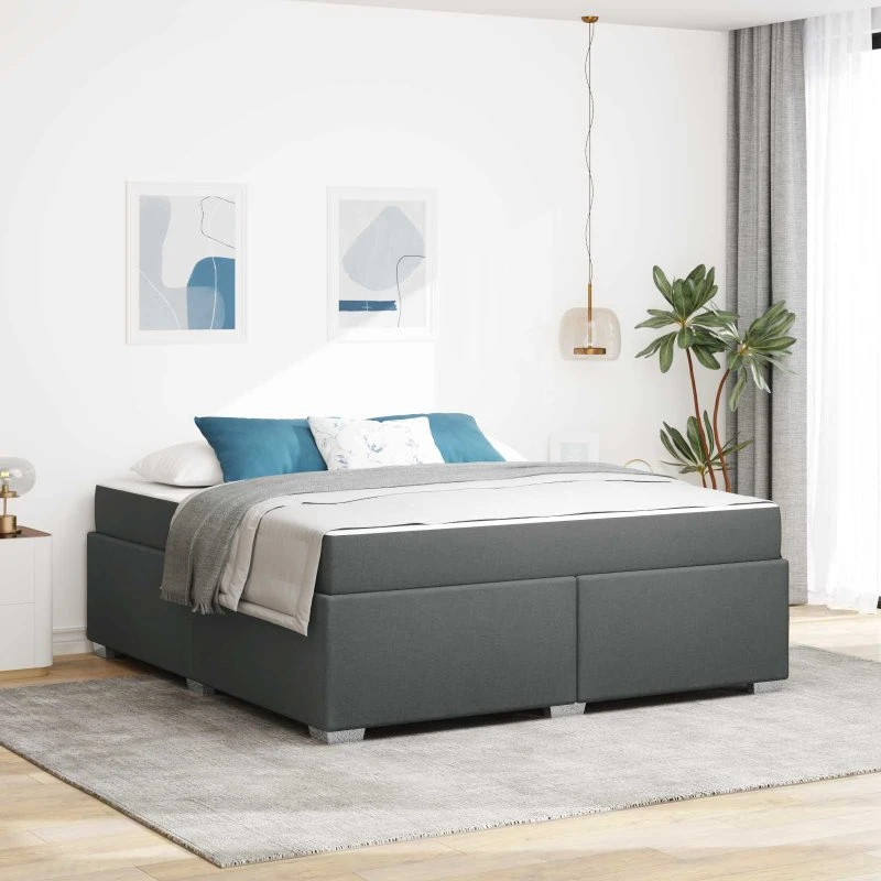 vidaXL Sengestel med Madras Mørkegrå 180x200 cm