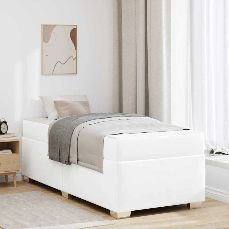 vidaXL Sengestel med Madras Hvid 90 x 200 cm Stof