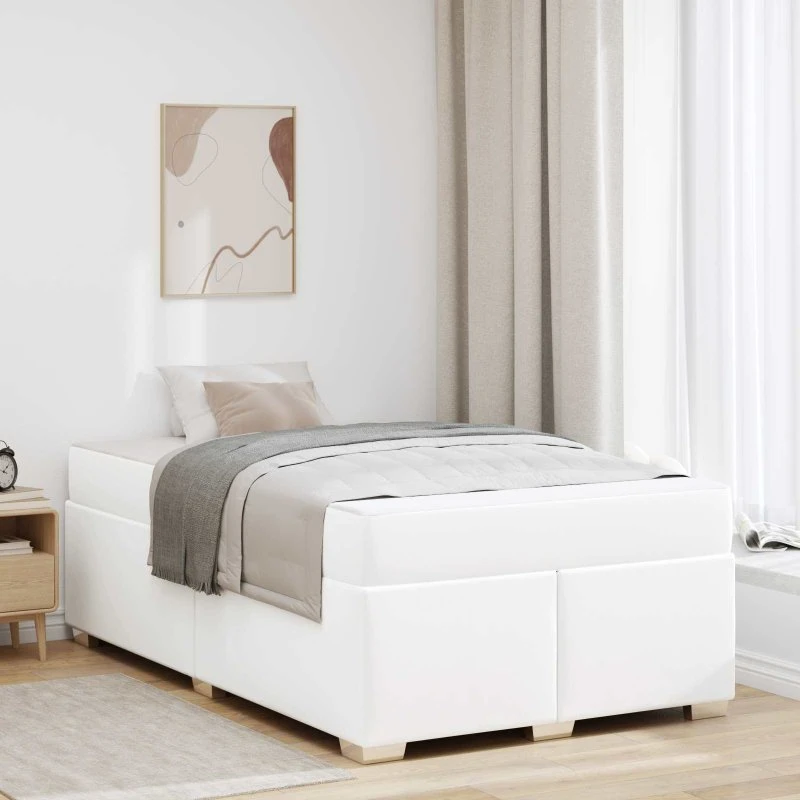 vidaXL Sengestel Hvid 120x190 cm Stof med Madras