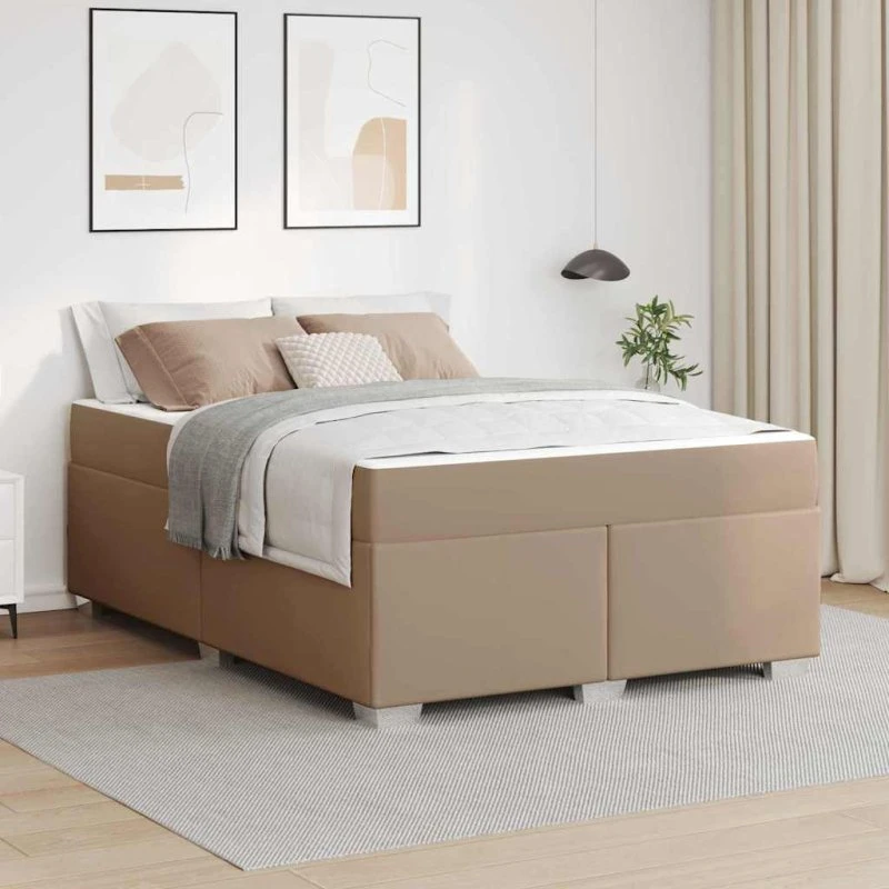 vidaXL Sengestel med Madras Cappuccino 140x200 cm Stof