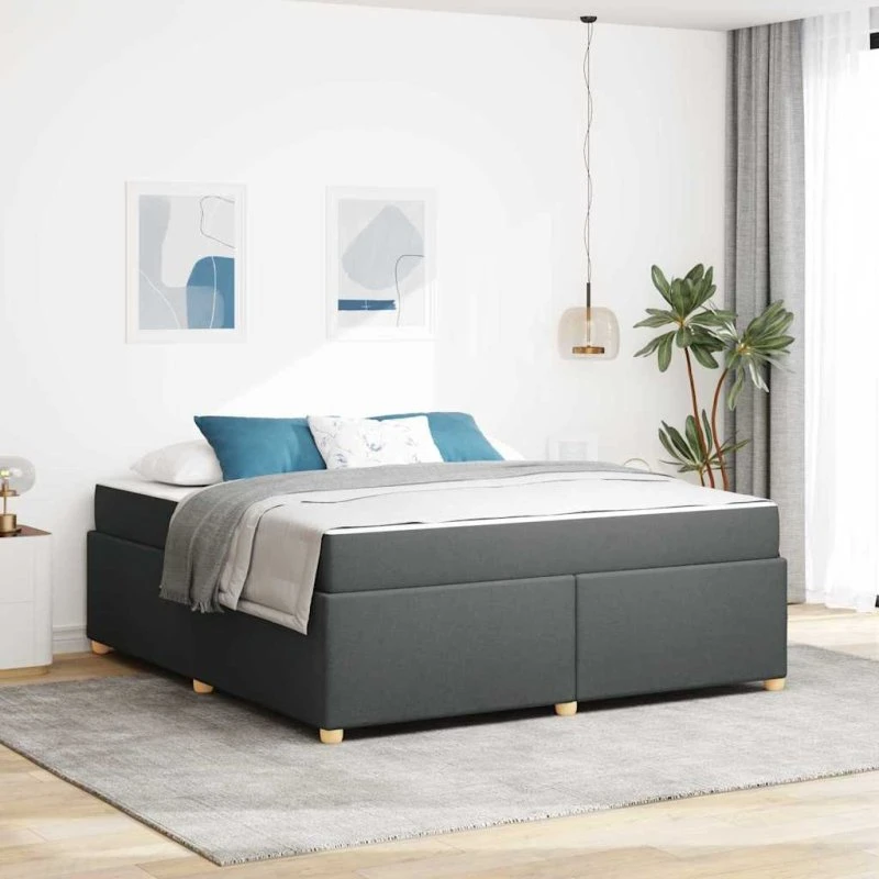 vidaXL Sengestel med Madras Mørkegrå 180x200 cm