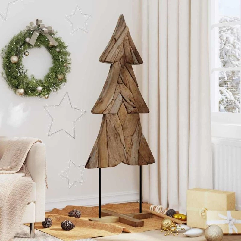 vidaXL Juletræ med stativ, Brun, 151 cm, massivt teaktræ