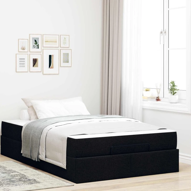 vidaXL Sengeramme med Madras 120x200 cm Sort Stof