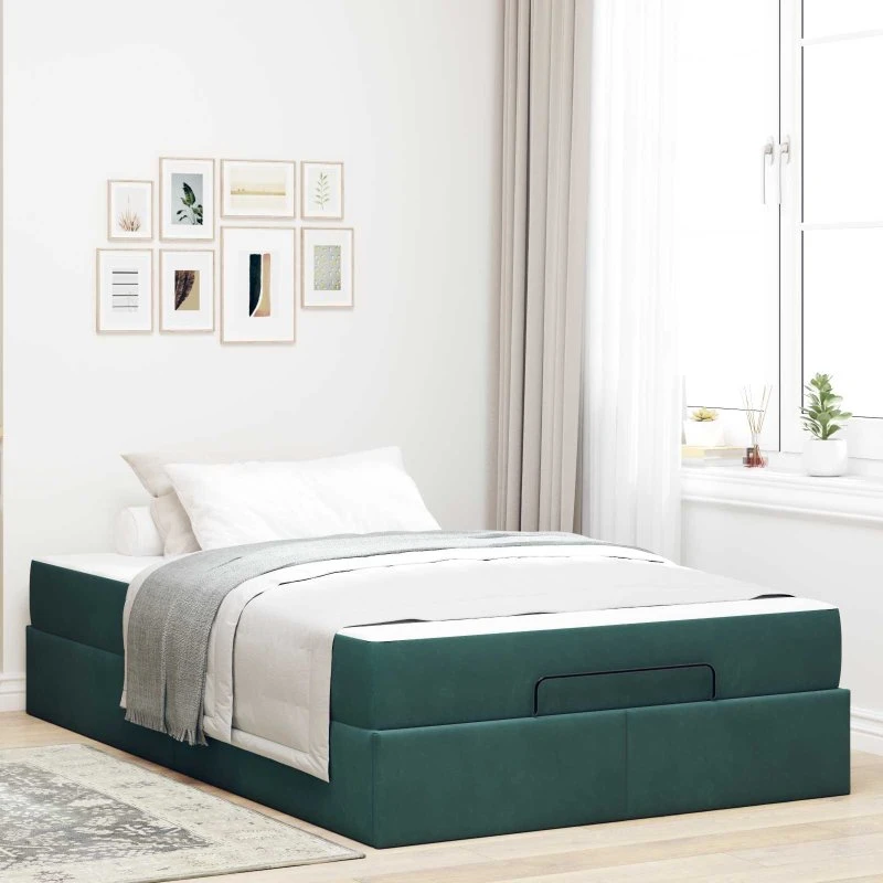 vidaXL Sengeramme med Madras 120x190 cm Grøn Fløjl