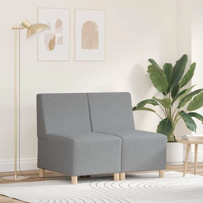 vidaXL Modulsofa Enhed Uden Arme 2 Stk Lysegrå 55 x 74 x 82 cm