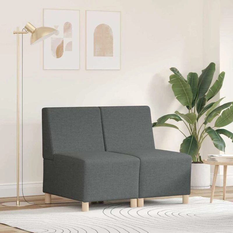 vidaXL Modulsofa Enhed Uden Arme 2 Del 55x74x82 cm Mørkegrå Stof