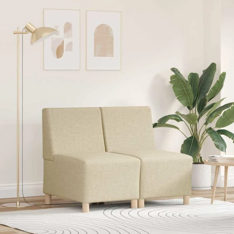vidaXL Modulsofa Enhed Uden Arme 2 stk Creme 55 x 74 x 82 cm