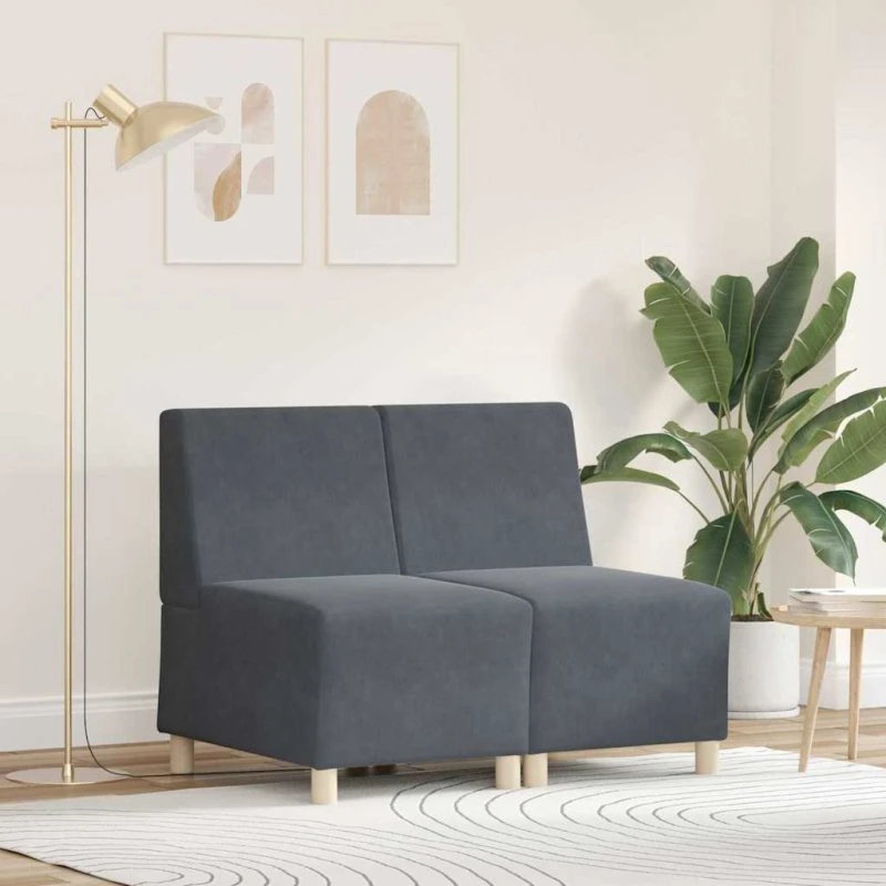 vidaXL Modulsofa Enhed Uden Arme 2 Del 55x74x82 cm Mørkegrå Fløjl