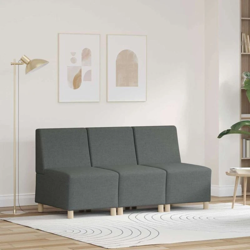 vidaXL Modulsofa Enhed Uden Arme 3 Del 55x74x82 cm Mørkegrå Stof
