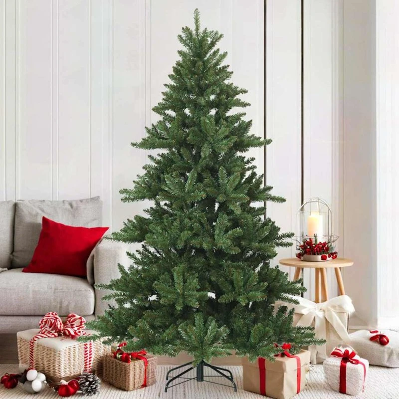 vidaXL Kunstigt Hinged Juletræ Grøn 180 cm PVC, stål med stativ