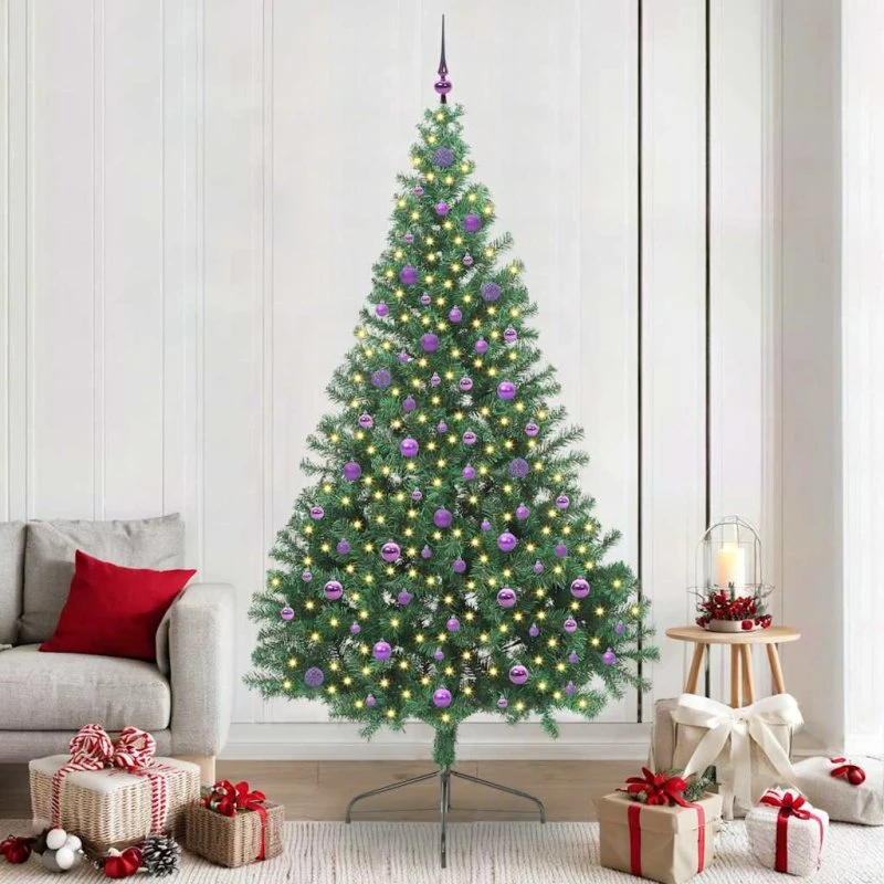 vidaXL Kunstig Forbelyst Juletræ 240 cm Grøn med 300 LED'er