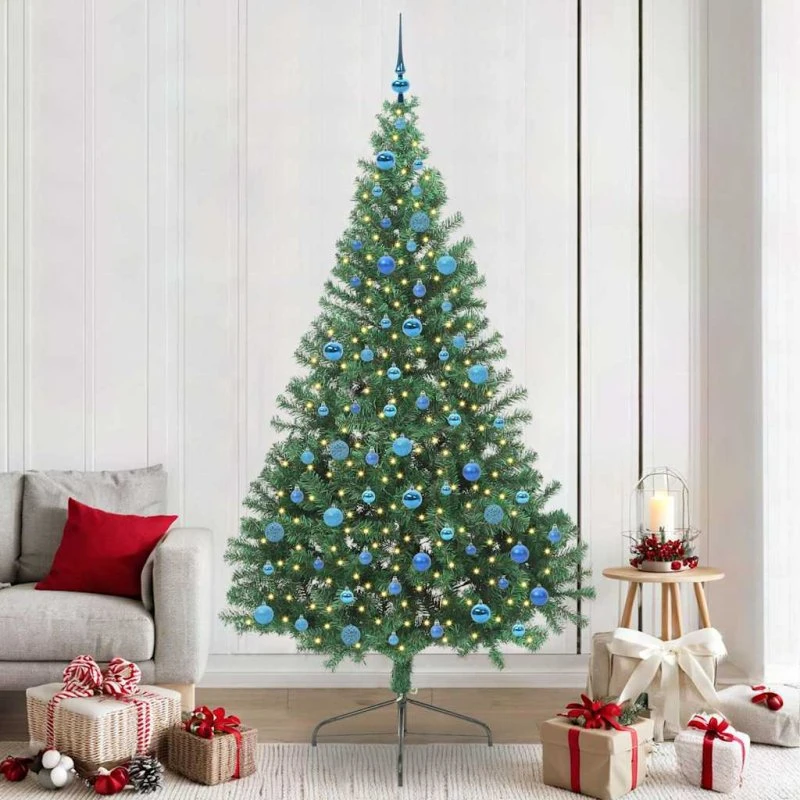 vidaXL Kunstig Forbelyst Juletræ 240 cm Grøn med 300 LED'er