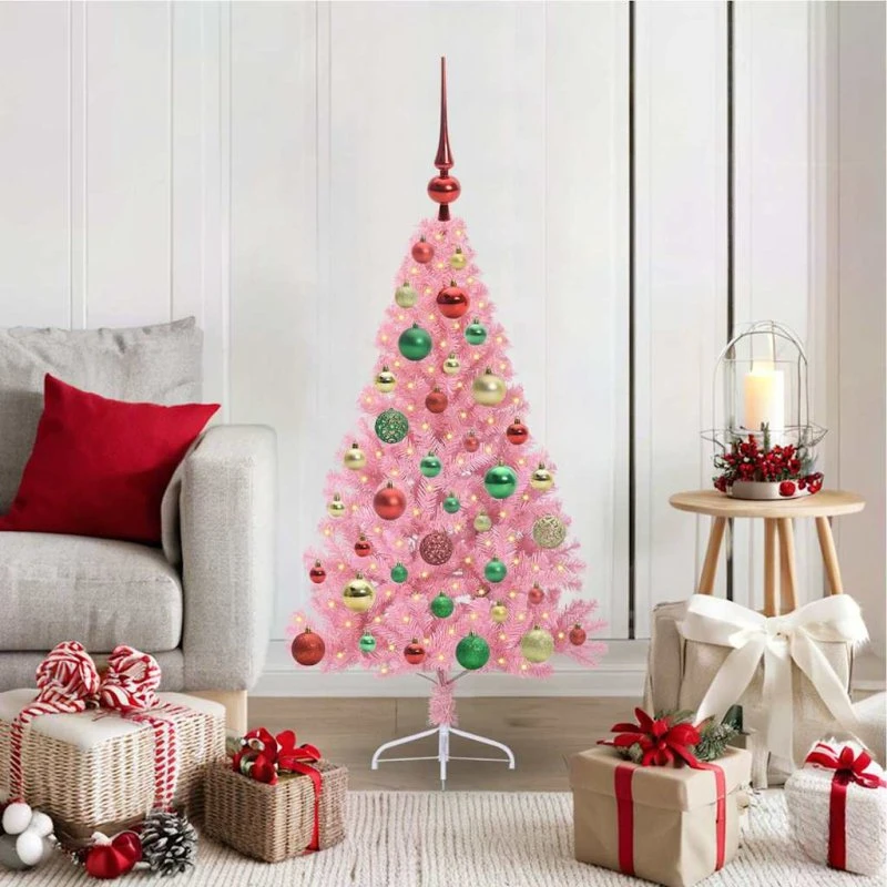 vidaXL Kunstig Juletræ 120 cm Lyserødt med 150 LED'er