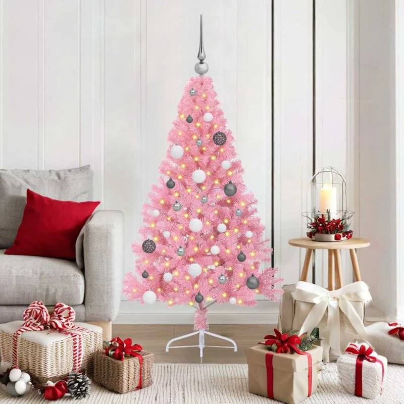vidaXL Kunstig Juletræ 150 cm Lyserødt med 150 LED'er