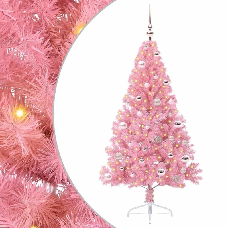 vidaXL Kunstig Juletræ 150 cm Lyserød med 150 LED'er