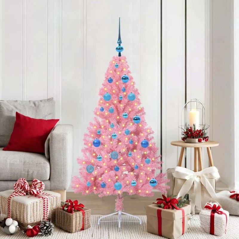 vidaXL Kunstig Juletræ 150 cm Lyserødt med 150 LED'er