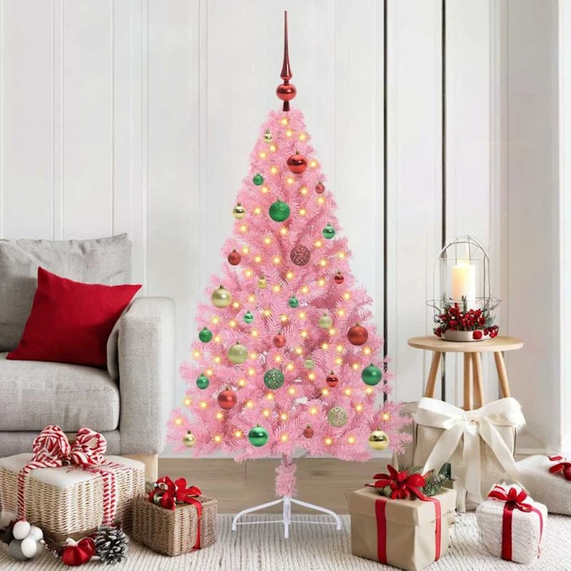 vidaXL Kunstig Juletræ 150 cm Lyserødt med 150 LED'er