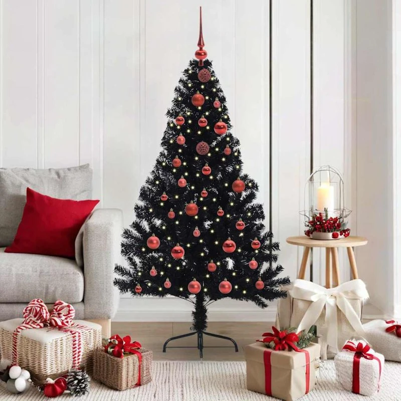 vidaXL Kunstig Juletræ 150 cm Sort med 150 LED'er