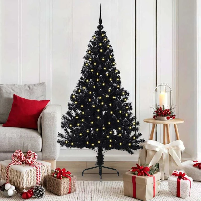 vidaXL Kunstig Juletræ 150 cm Sort med 150 LED'er