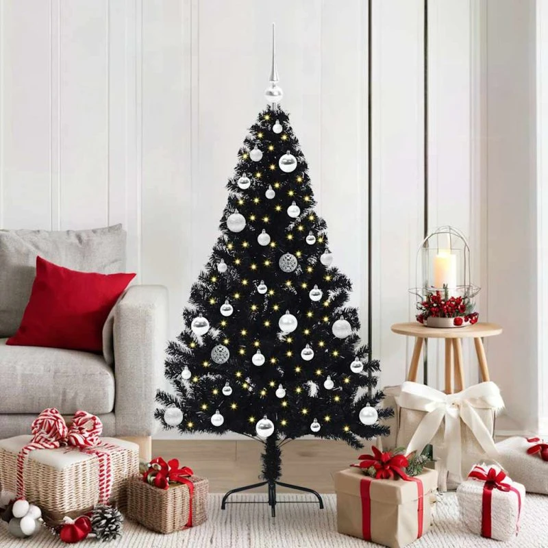 vidaXL Kunstig Juletræ 150 cm Sort med 150 LED'er