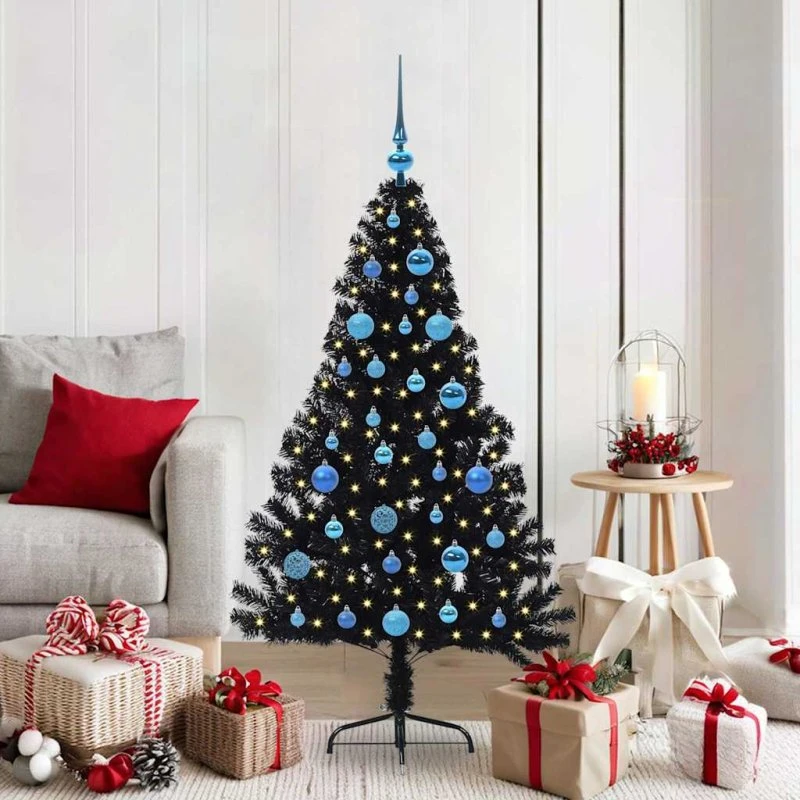 vidaXL Kunstig Juletræ 150 cm Sort med 150 LED'er