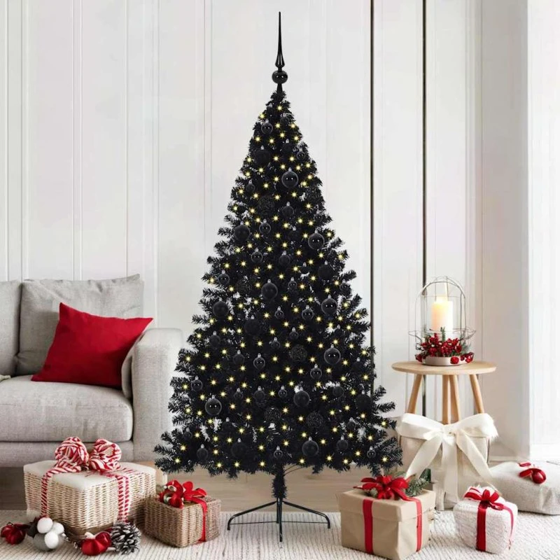 vidaXL Kunstig Juletræ 180 cm Sort med 300 LED'er