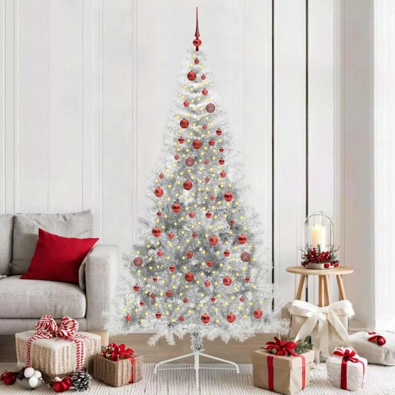 vidaXL Kunstig Juletræ 210 cm Sølv med 300 LED'er
