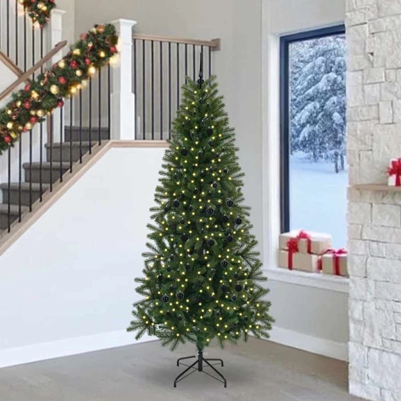 vidaXL Kunstigt juletræ 240 cm med 300 LED'er Grønt