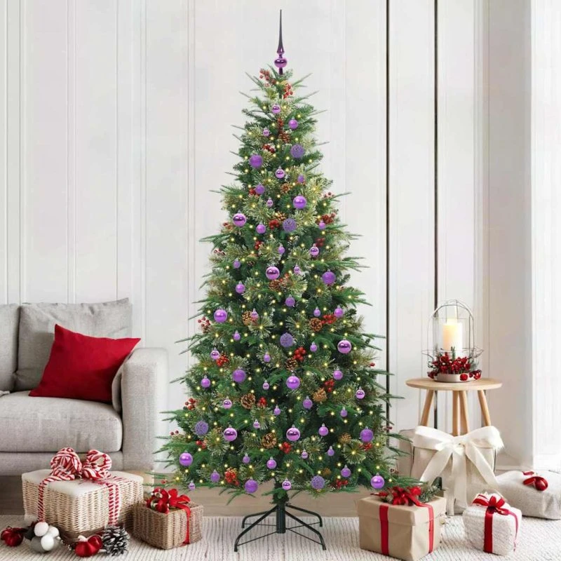 vidaXL Kunstigt Hinged Juletræ 210 cm Grønt med 300 LED'er