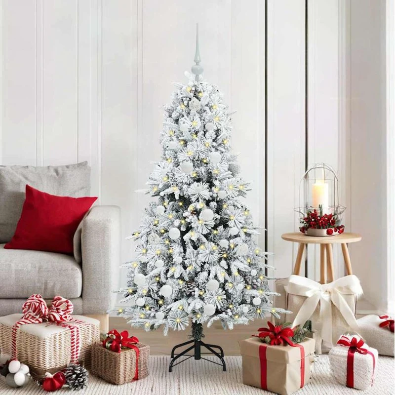 vidaXL Kunstigt Hinged Juletræ 150 cm med 150 LED'er Hvid
