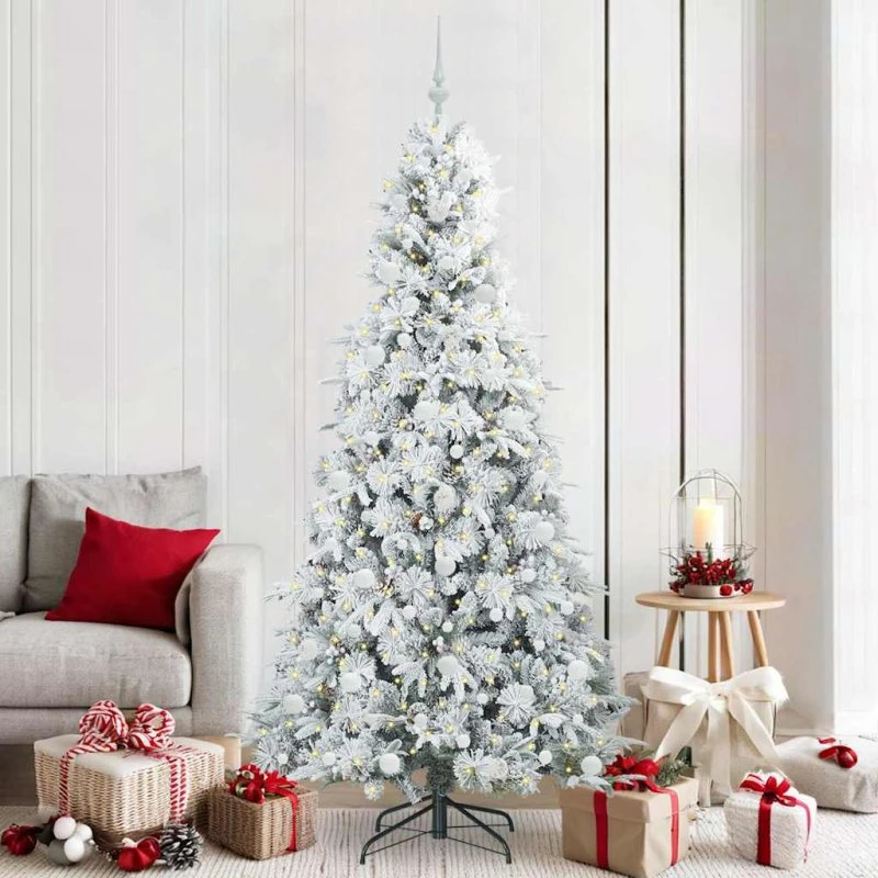 vidaXL Kunstigt Hinged Juletræ 210 cm med 300 LED'er, Hvid