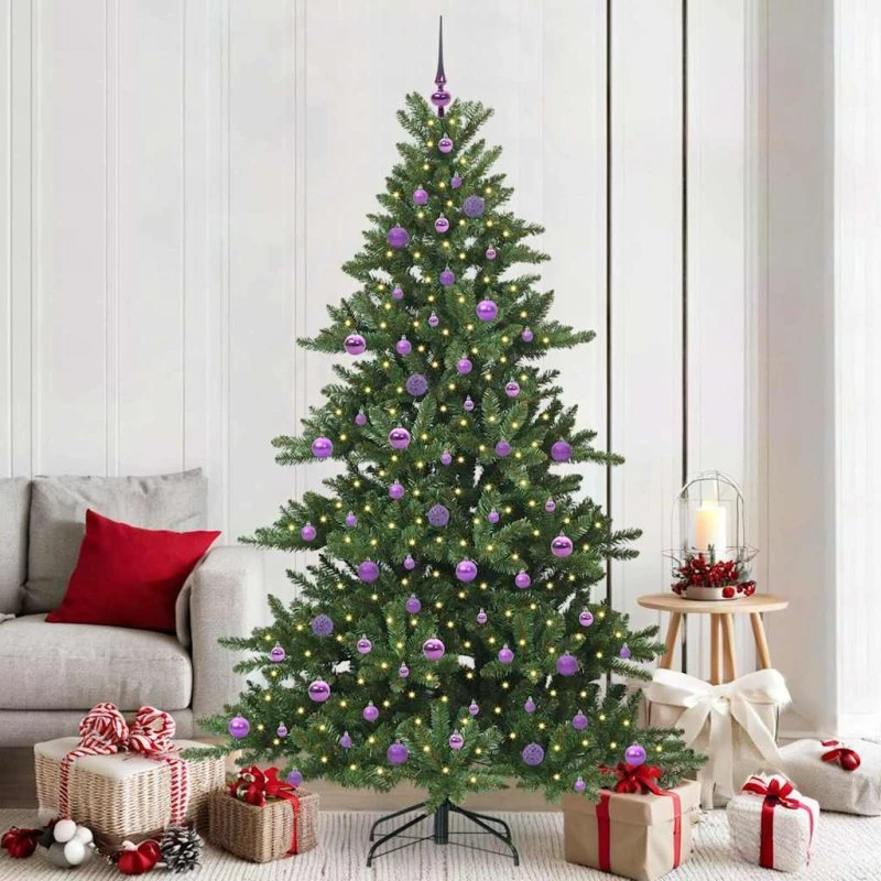 vidaXL Kunstigt Hinged Juletræ 210 cm Grønt med 300 LED'er