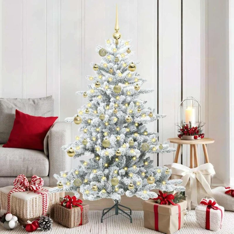 vidaXL Kunstigt Hinged Juletræ 150 cm med 150 LED'er Hvid