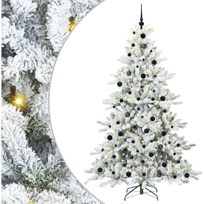 vidaXL Kunstigt Hinged Juletræ 210 cm Hvid med 300 LED'er