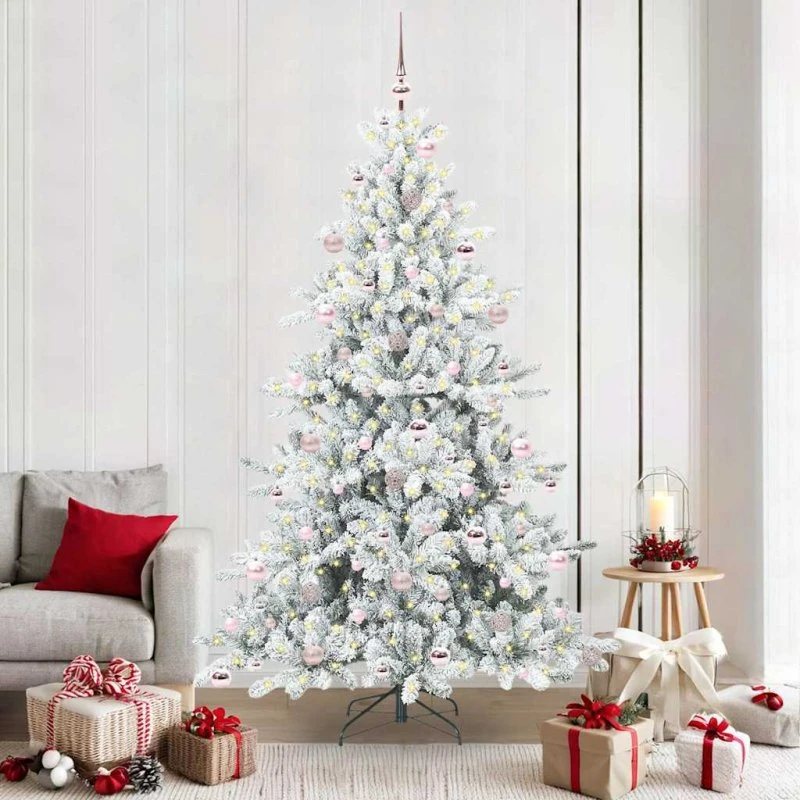 vidaXL Kunstigt Hinged Juletræ 210 cm Hvid med 300 LED'er