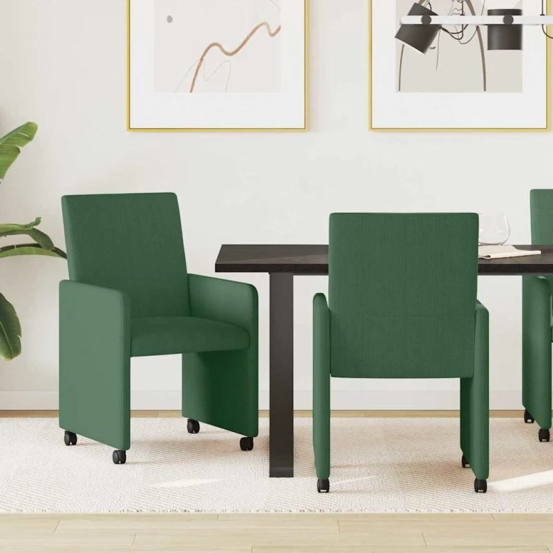 vidaXL Spisebordsstole 2 stk Grå Grøn Corduroy, 57 x 66 x 94 cm