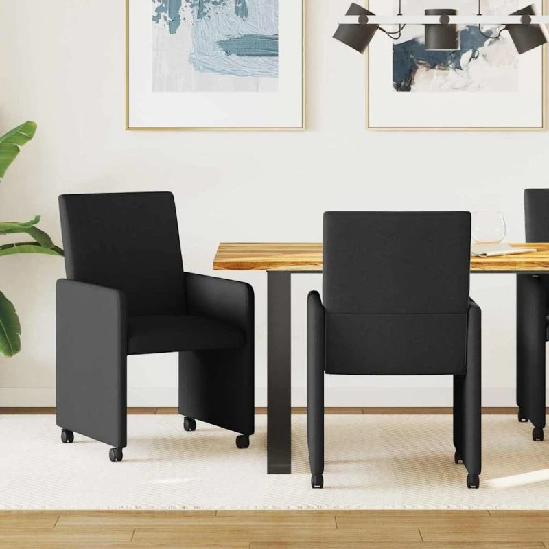 vidaXL Spisebordsstole med hjul 2 stk, Sort, 57 x 66 x 94 cm