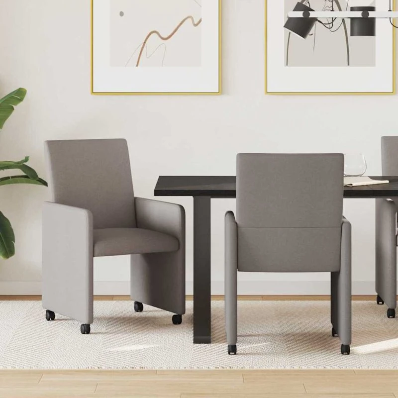 vidaXL Spisebordsstole med hjul 2 stk Gråbrun 57 x 66 x 94 cm
