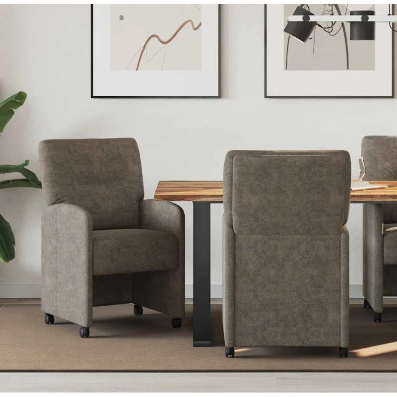 vidaXL Spisebordsstole 2 stk Mørkegrå Faux suede læder