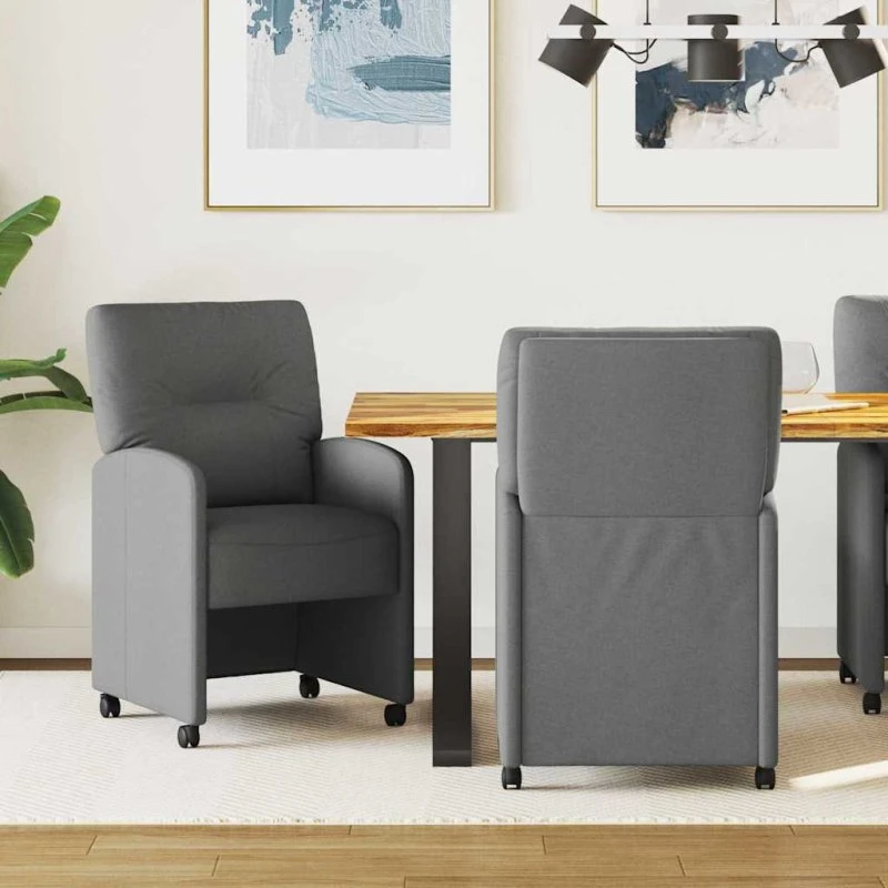 vidaXL Spisebordsstole med hjul 2 stk, Mørkegrå, 57 x 67 x 95 cm