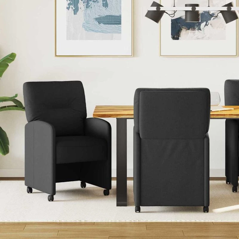 vidaXL Spisebordsstole med hjul 2 stk, Sort, 57 x 67 x 95 cm