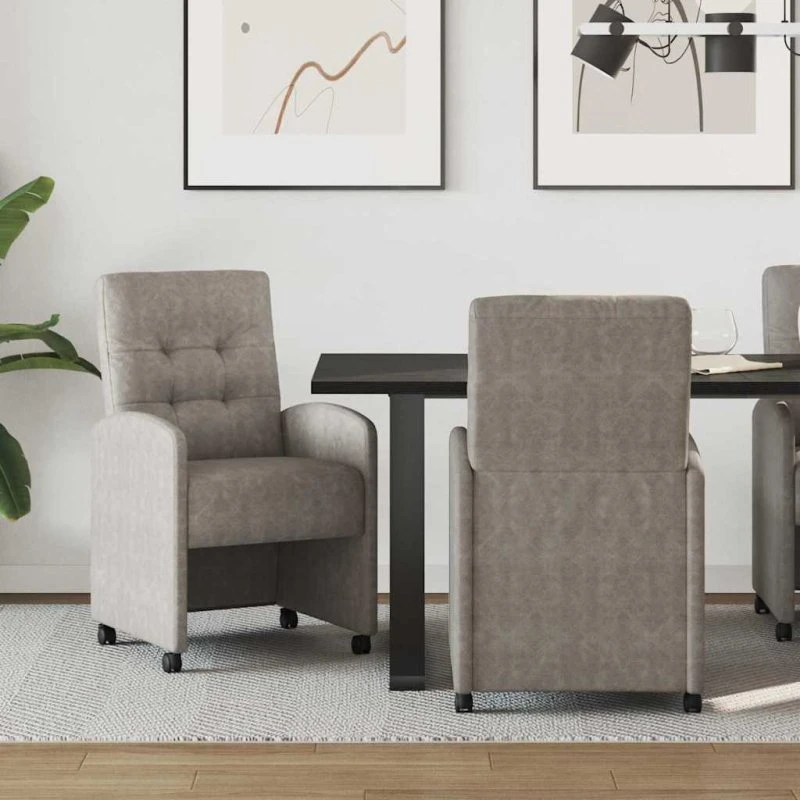 vidaXL Spisebordsstole med hjul 2 stk Grå 58x67x97 cm Kunstlæder